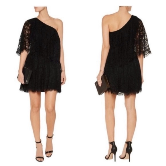 Alexis, Maji One shoulder Black Lace Dress in size Small - Picture 4 of 8